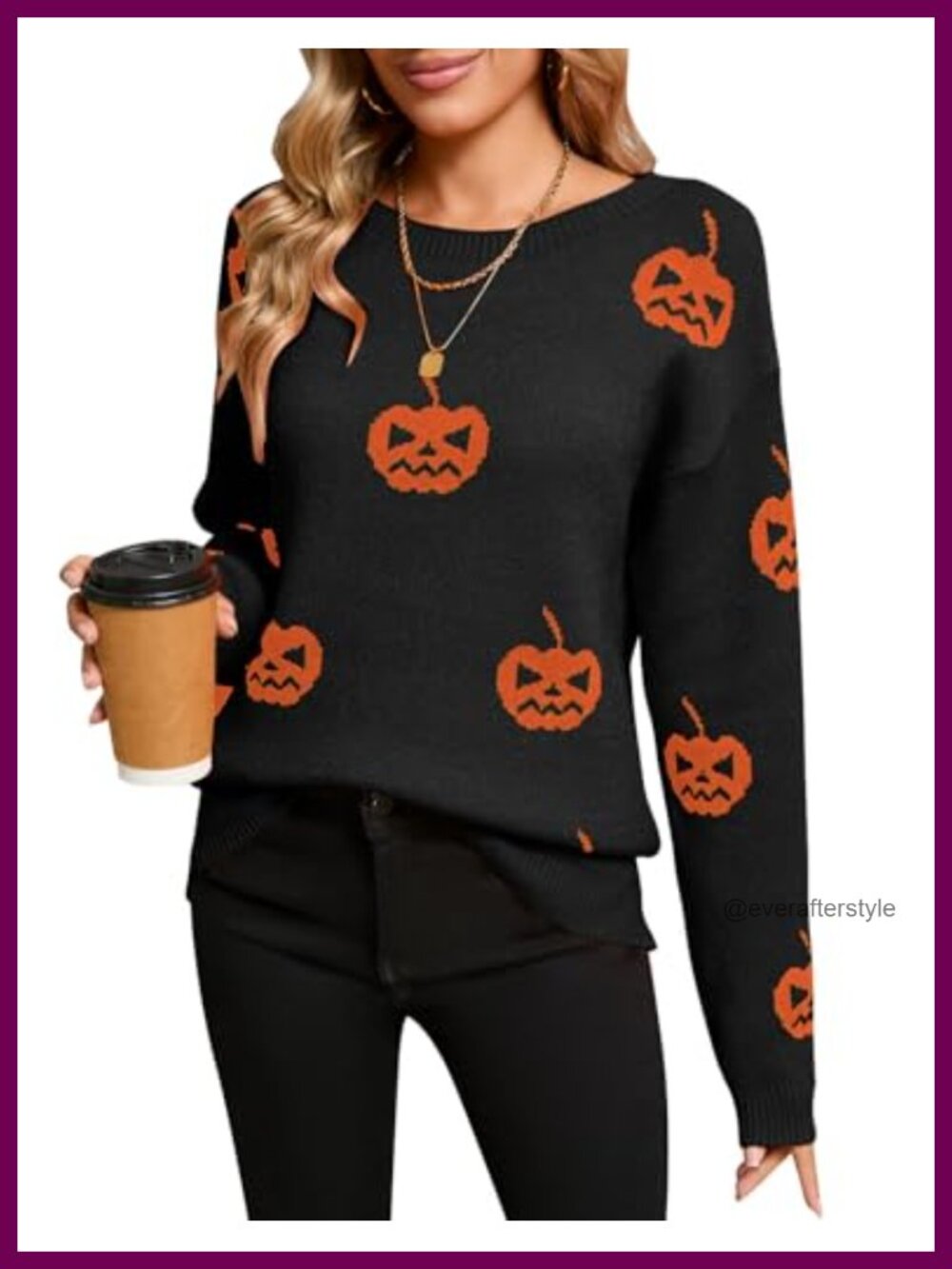 Women's Heart Sweater Crew Neck Long Sleeve Pullover Halloween Knit